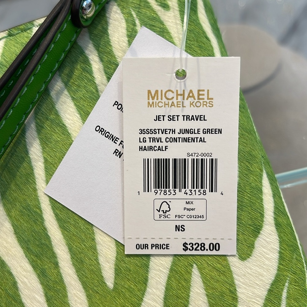 MICHAEL KORS Large Continental Wristlet Phone Case Wallet Exotic Print Hair Calf - Picture 10 of 16
